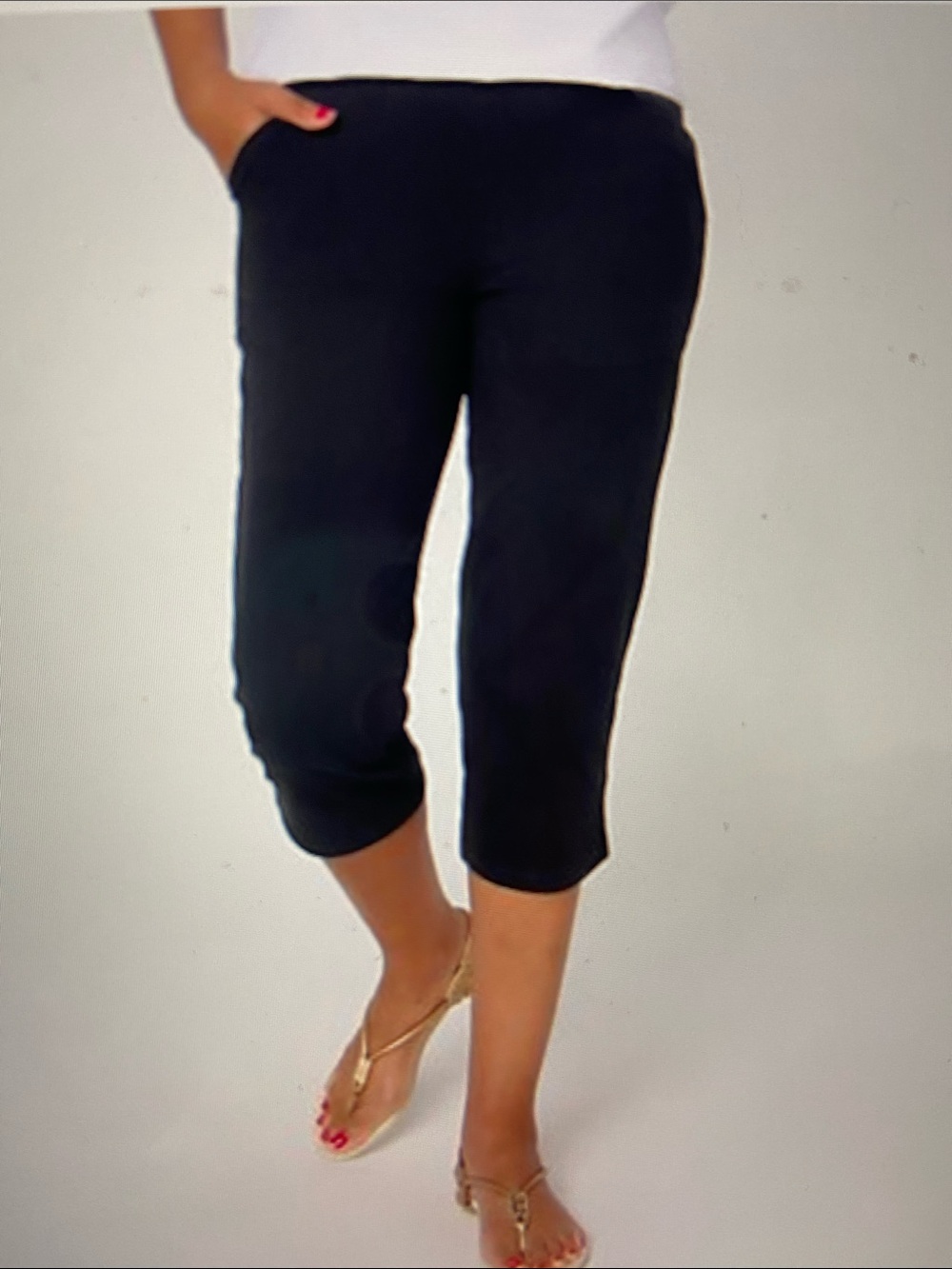 Denim & Co. Regular Duo Stretch Capri Pants With Pockets Black Size Small New